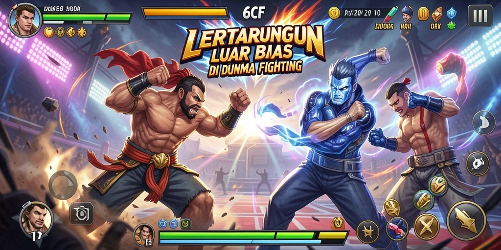 Screenshot gameplay 6CF yang menunjukkan pertarungan mendebarkan.
