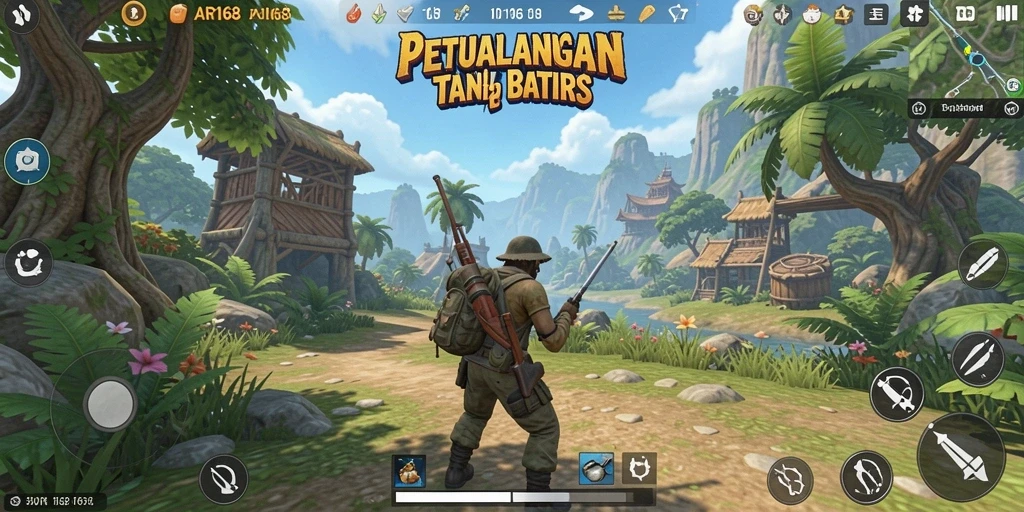 Tangkapan layar gameplay AIR168 menampilkan dunia terbuka yang luas.