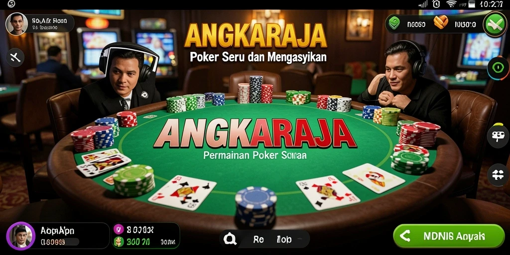 Screenshot gameplay ANGKARAJA menampilkan aksi seru dalam permainan poker.