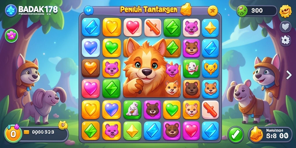 Screenshot gameplay BADAK178 dengan tantangan Match-3 yang seru.