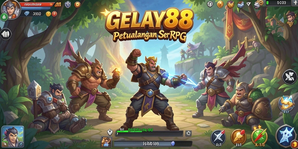 Screenshot utama GELAY88 memperlihatkan aksi seru dalam pertempuran RPG.