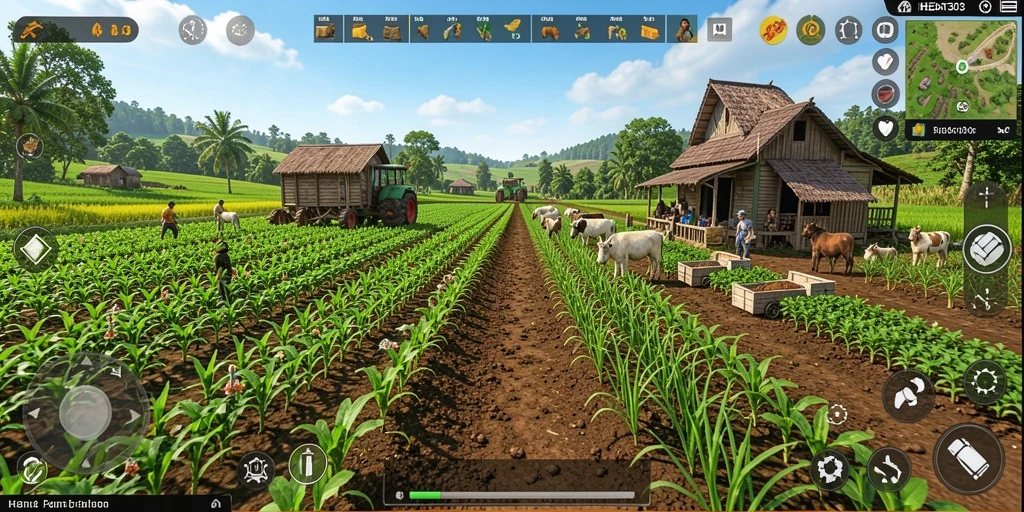 Screenshot HEBAT303 menampilkan aktivitas bertani yang menarik dan interaktif.