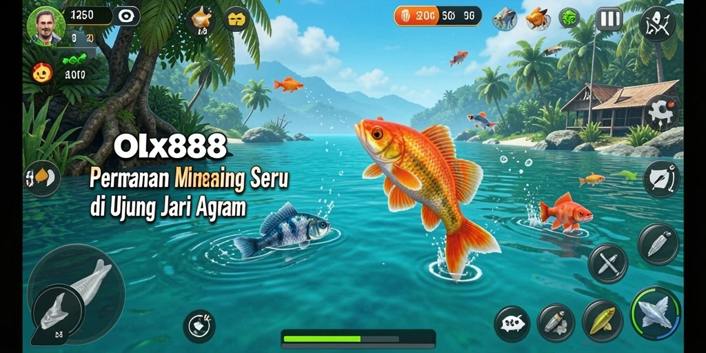 Tampilan gameplay OLX888 menampilkan pengalaman memancing yang seru dan mendebarkan.