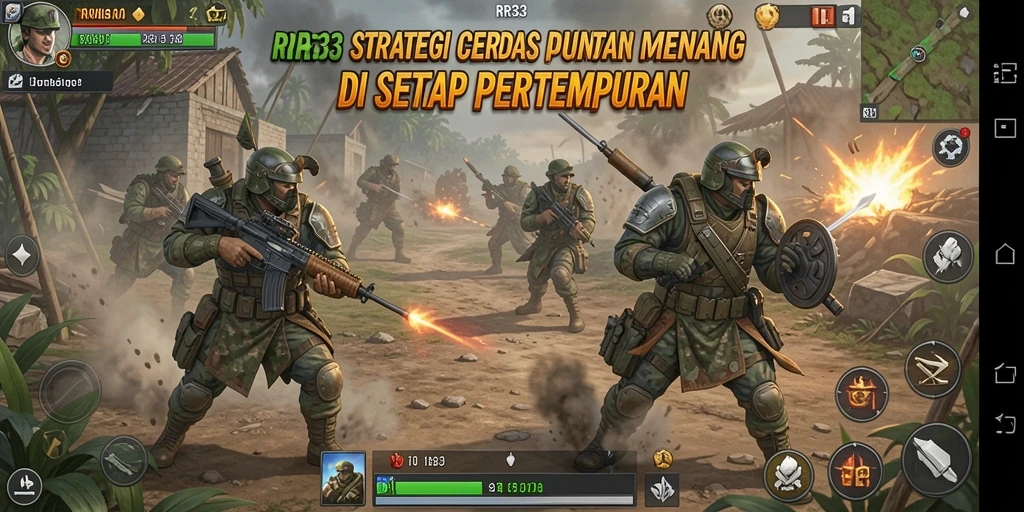 Screenshot gameplay RR33 yang menunjukkan strategi pertempuran yang mendebarkan.