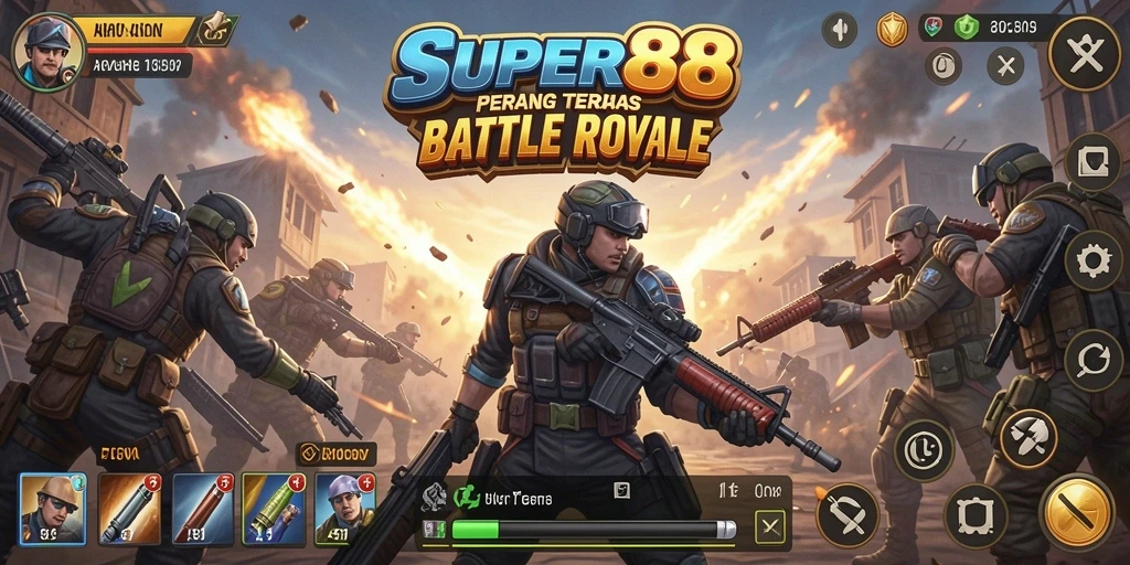 Tangkapan layar menunjukkan aksi seru dalam gameplay Battle Royale.