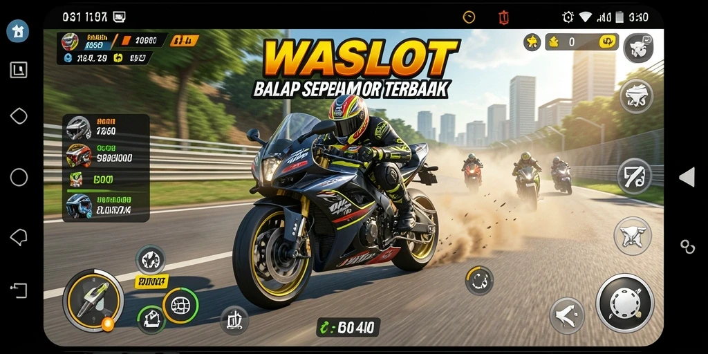 Tampilan menarik dari gameplay balap sepeda motor yang mengasyikkan.